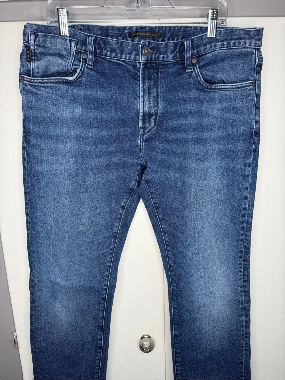 John Varvatos Bowery Slim Straight Mens Denim Jeans Size 36x32 blue